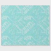 Birthday Word Cloud Grandma Blauwgroen ID276 Cadeaupapier (Vlak)