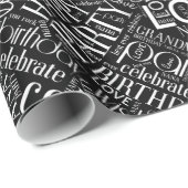 Birthday Word Cloud Grandma Silver ID276 Cadeaupapier (Rol Hoek)