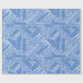 Birthday Word Cloud Grandpa Blue ID276 Cadeaupapier (Vlak)