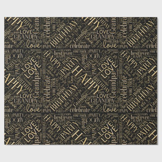 Birthday Word Cloud Grandpa Gold ID276 Cadeaupapier (Vlak)