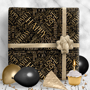 Birthday Word Cloud Grandpa Gold ID276 Cadeaupapier