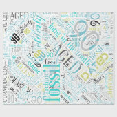 Birthday Word Cloud N90 Blue ID266 Cadeaupapier (Vlak)