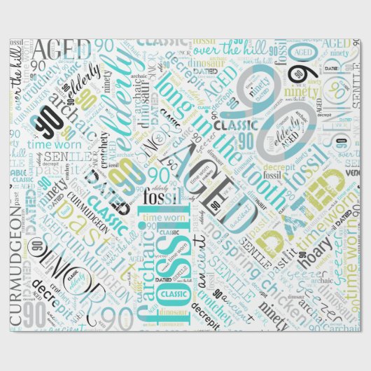 Birthday Word Cloud N90 Blue ID266 Cadeaupapier (Vlak)