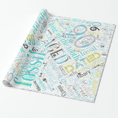 Birthday Word Cloud N90 Blue ID266 Cadeaupapier (Uitgerold)
