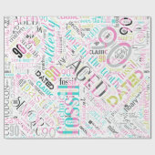 Birthday Word Cloud Ninety Pink ID266 Cadeaupapier (Vlak)