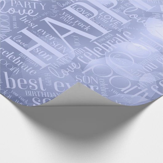 Birthday Word Cloud Son Blue ID272 Cadeaupapier (Hoek)