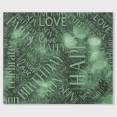 Birthday Word Cloud Son Green ID272 Cadeaupapier (Vlak)