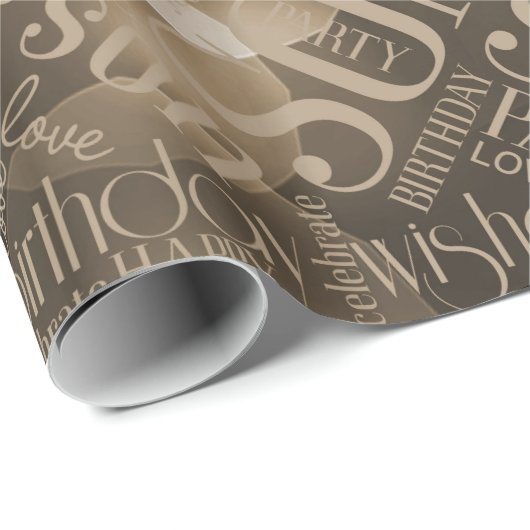 Birthday Word Cloud Son Mocha ID272 Cadeaupapier (Rol Hoek)
