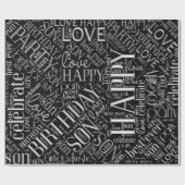 Birthday Word Cloud Son Silver ID272 Cadeaupapier (Vlak)