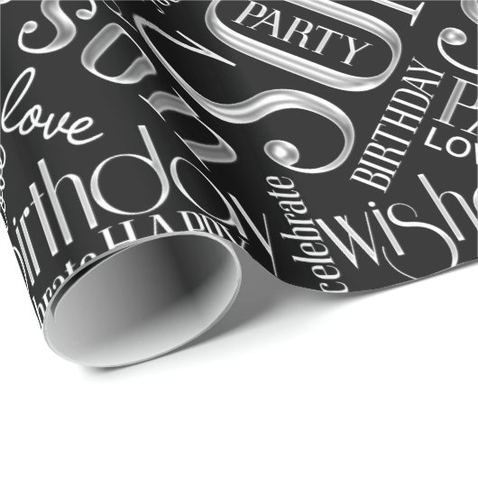 Birthday Word Cloud Son Silver ID272 Cadeaupapier (Rol Hoek)