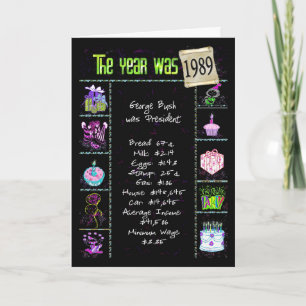 Birthday Year 1989 Fun Trivia Facts Kaart