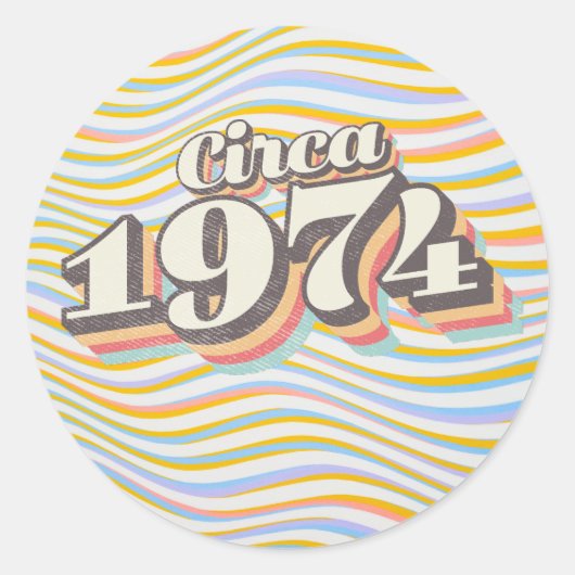 Birthday Year - Circa 1974 Ronde Sticker (Voorkant)