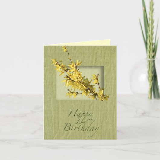 Birthday Yellow Forsythia Card Kaart (Voorkant)