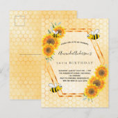 Birthday yellow rustige sunflower briefkaart (Voorkant / Achterkant)