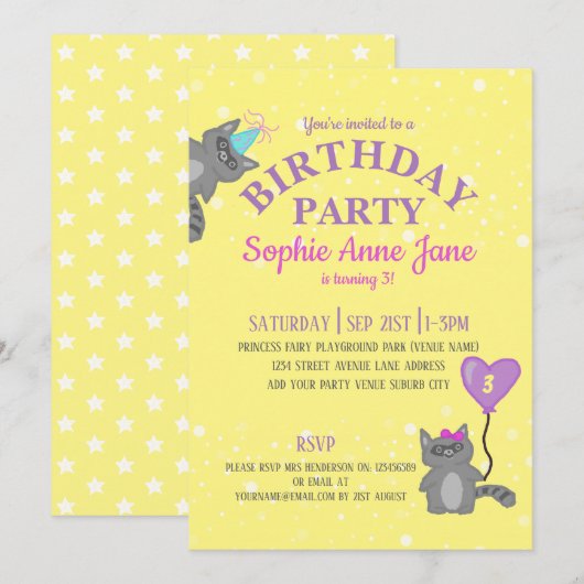 Birthday Yellow voor kinderen Kaart (Voorkant / Achterkant)