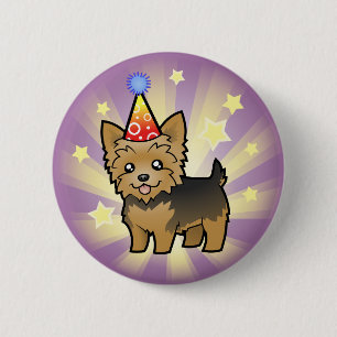 Birthday Yorkshire Terrier (kort haar zonder boeg) Ronde Button 5,7 Cm