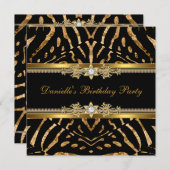 Birthday Zebra Black Gold Diamond Kaart (Voorkant / Achterkant)