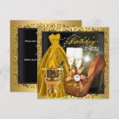 Birthday Zebra Gold Dress Gown Kaart (Voorkant / Achterkant)