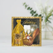 Birthday Zebra Gold Dress Gown Kaart (Staand voorkant)