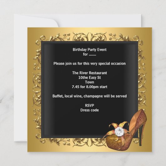 Birthday Zebra Gold Dress Gown Kaart (Achterkant)