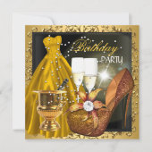 Birthday Zebra Gold Dress Gown Kaart (Voorkant)