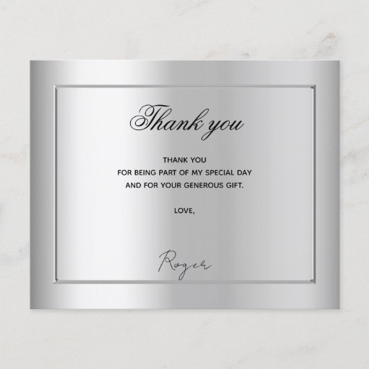 Birthday zilver foto bedankt budget (Voorkant)