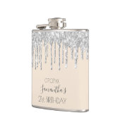 Birthday zilver glitter druipt vrienden heupfles (Links)