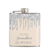 Birthday zilver glitter druipt vrienden heupfles (Voorkant)