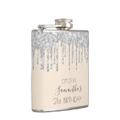 Birthday zilver glitter druipt vrienden heupfles (Rechts)