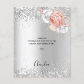 Birthday zilver roos goudbloemen dank u! (Achterkant)