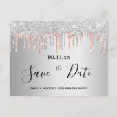 Birthday zilver roos goudglitter, met uitzondering briefkaart (Voorkant)