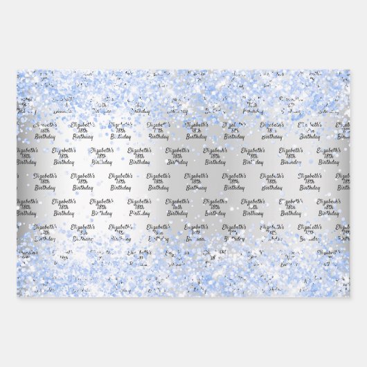 Birthday zilverblauw, met een vonkontsteking inpakpapier vel (Voorkant)