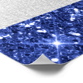 Birthday zilverblu glitter druppelt monogram welko poster (Hoek)