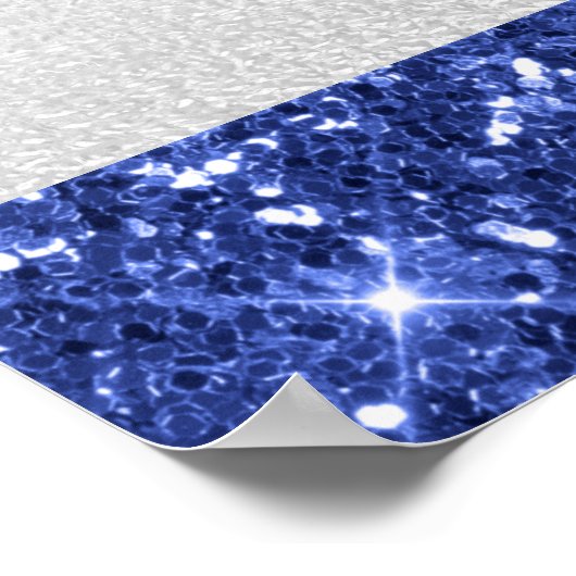 Birthday zilverblu glitter druppelt monogram welko poster (Hoek)