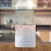 Birthday zilveren glitter druppelt roos gouden vri heupfles