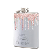 Birthday zilveren glitter druppelt roos gouden vri heupfles (Links)