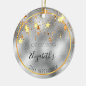 Birthday zilveren goudsterren vrienden keramisch ornament (Links)