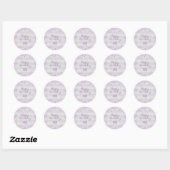 Birthday zilveren paarse glitterstofknuffels ronde sticker (Vel)