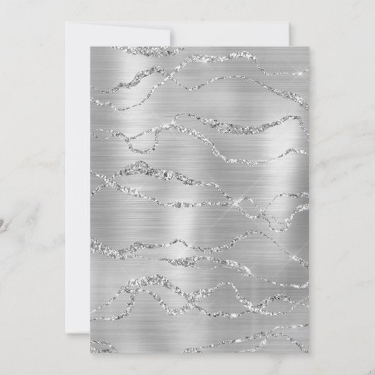 Birthday zilveren witte elegante luxe uitnodiging (Achterkant)