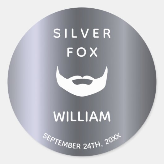 Birthday zilverfox baard mannen grijze trendy ronde sticker (Voorkant)