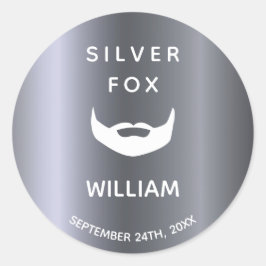 Birthday zilverfox baard mannen grijze trendy ronde sticker