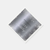 Birthday zilverglittermonogram elegant servet (Hoek)