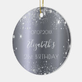 Birthday zilverglitterstof, elegant keramisch ornament (Links)