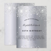 Birthday zilverglitterstof kaart (Voorkant / Achterkant)