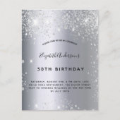 Birthday zilverglitterstof uitnodiging briefkaart (Voorkant)