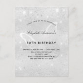 Birthday zilverglitterstof vlinderelegant uitnodiging briefkaart (Voorkant)