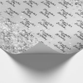 Birthday zilverkleurige confetti sparkle name eleg cadeaupapier (Hoek)