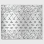 Birthday zilverkleurige confetti sparkle name eleg cadeaupapier (Vlak)