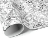 Birthday zilverkleurige confetti sparkle name eleg cadeaupapier (Rol Hoek)