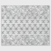 Birthday zilverkleurige confetti sparkle name eleg cadeaupapier (Vlak)